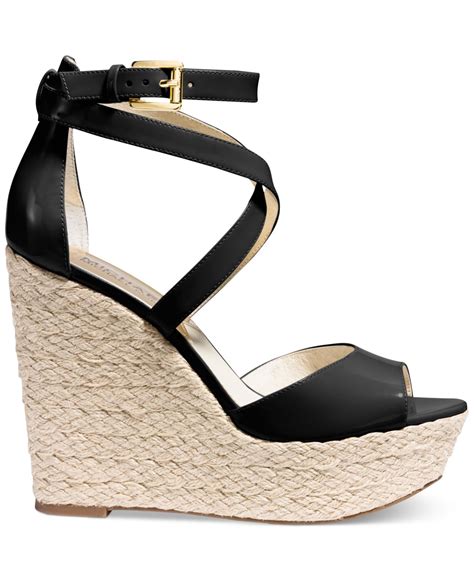 michael kors black wedge sandal|Michael Kors suede wedges.